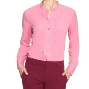 Banana Republic Pink Scallop Trim Blouse